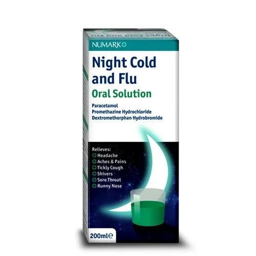 Numark Night Cold and Flu oral solution 200ml (brand may vary)