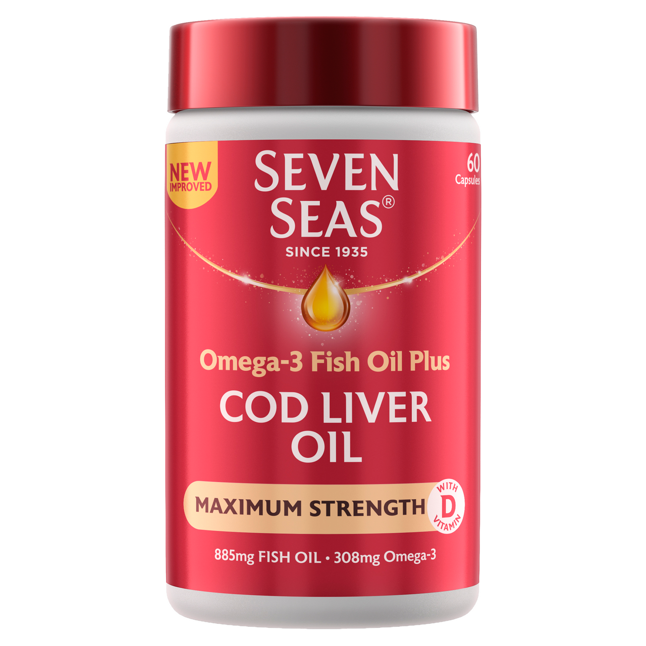 Seven Seas Pure Cod Liver Oil Extra High Strength – 60 Capsules