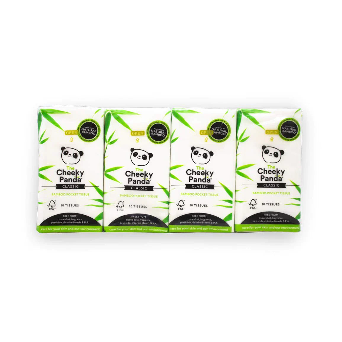 The Cheeky Panda 100% Bamboo Pocket Tissues 8 Pack