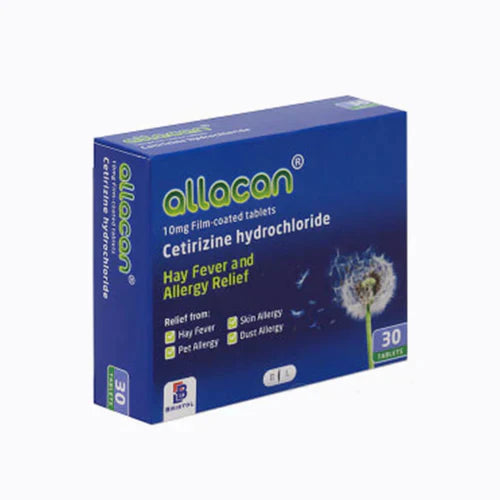 Allacan Cetirizine Hayfever & Allergy Tablets 30 Tablets