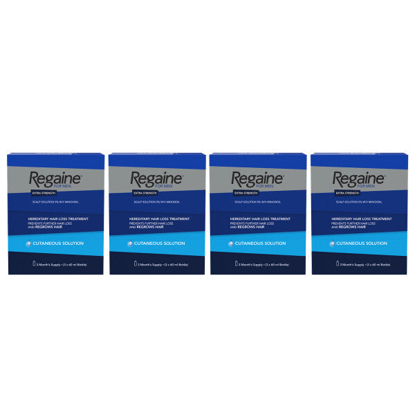 Regaine For Men Extra Strength Solution - 12 Month Supply - 3 x 60ml Bottles