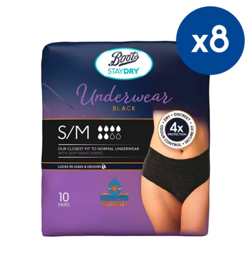 Boots Staydry Underwear Pants Small/Medium Black