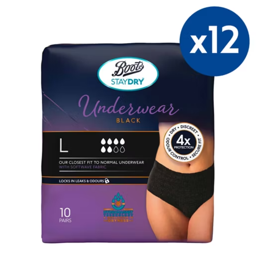Boots Staydry Underwear Pants Small/Medium Black