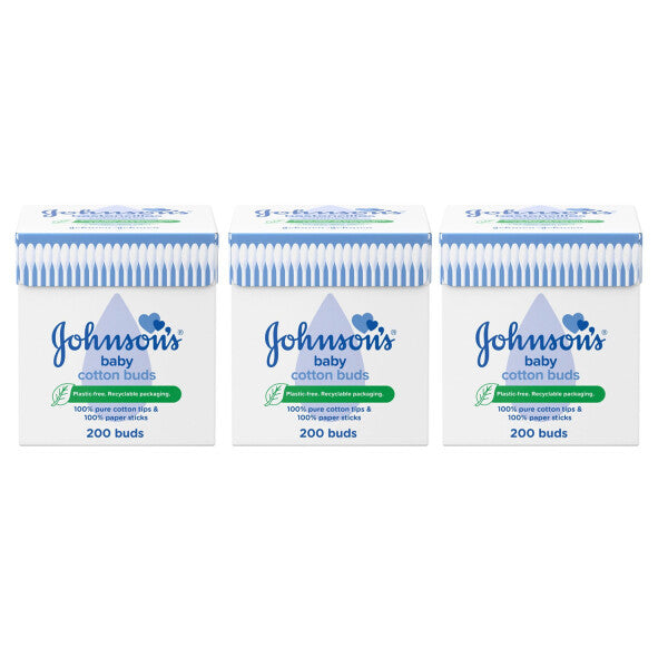 Johnson's Baby Cotton Buds 200 Paper Sticks-200 Cotton Buds