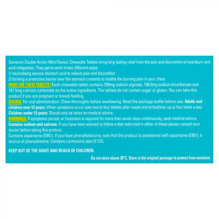 Gaviscon Double Action Chewable Tablets Mint- 48 Tablets