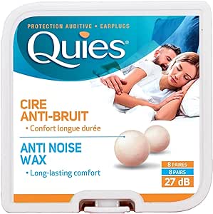 Quies Earplugs Natural Wax Boules - 8 Pairs