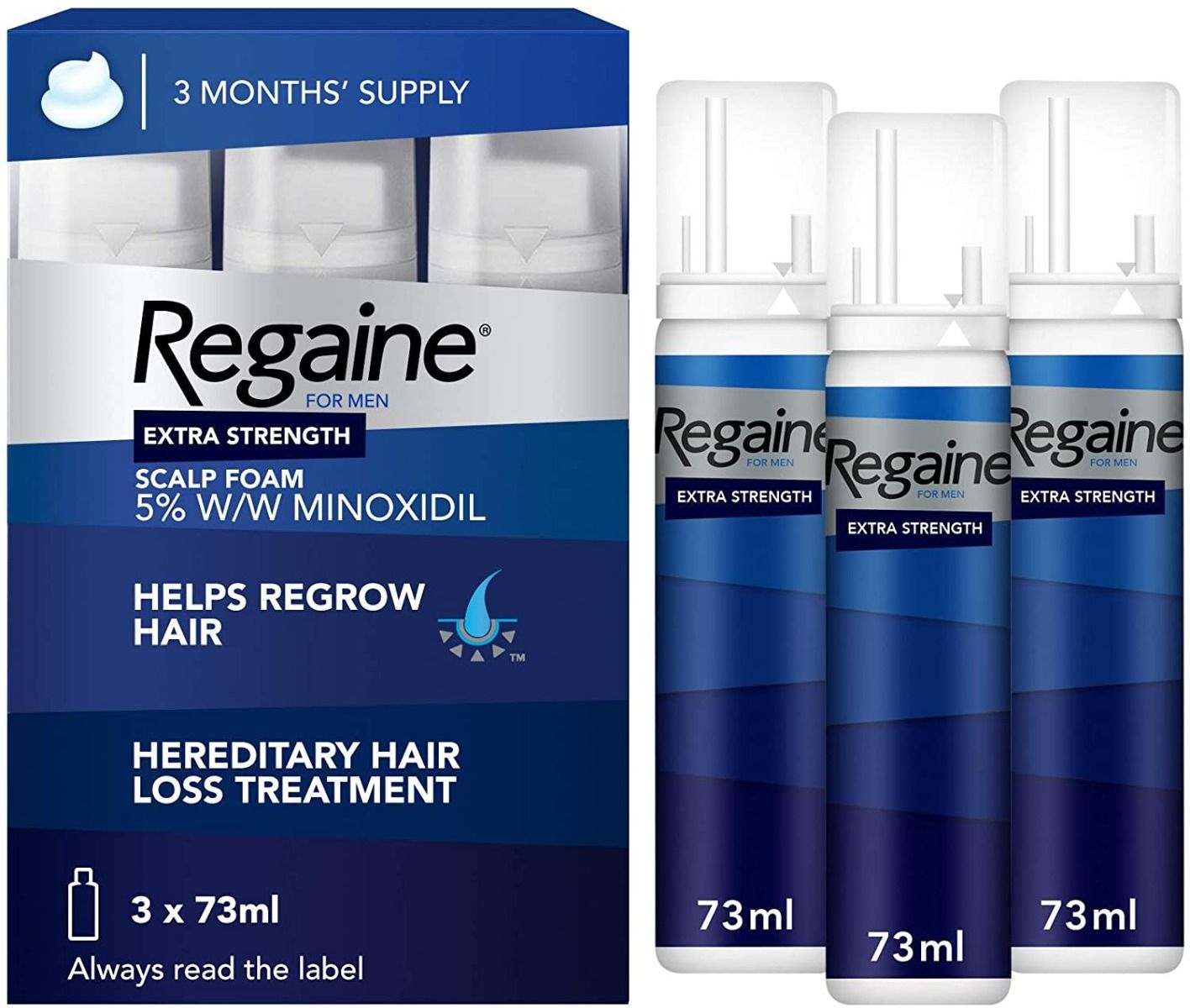 Regaine for Men Extra Strength Scalp Foam 73ml - 3 Pack