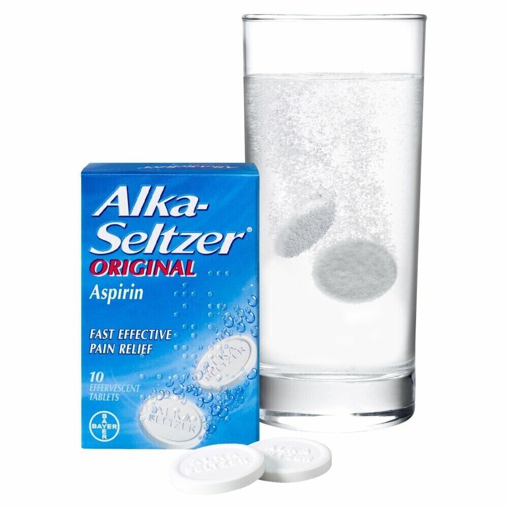 Alka-Seltzer Original - 10 Effervescen Tablets (Pain Relief Migraine,Cold & Flu)